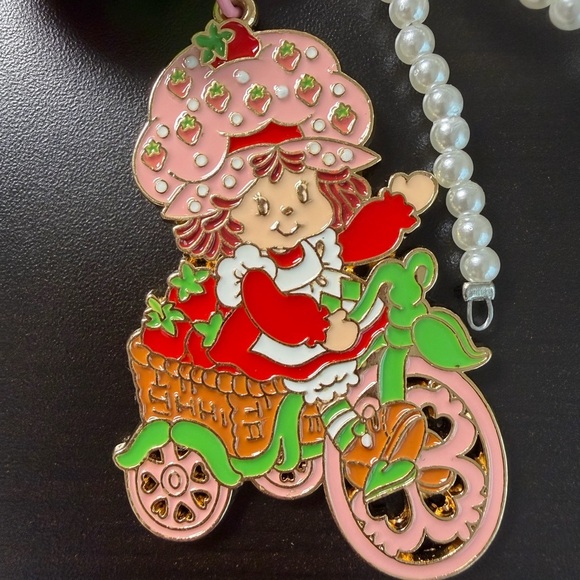 Strawberry Shortcake Keychain Charm Bookmark Pen  Set Gold with Refill Ink Pens - Picture 5 of 8